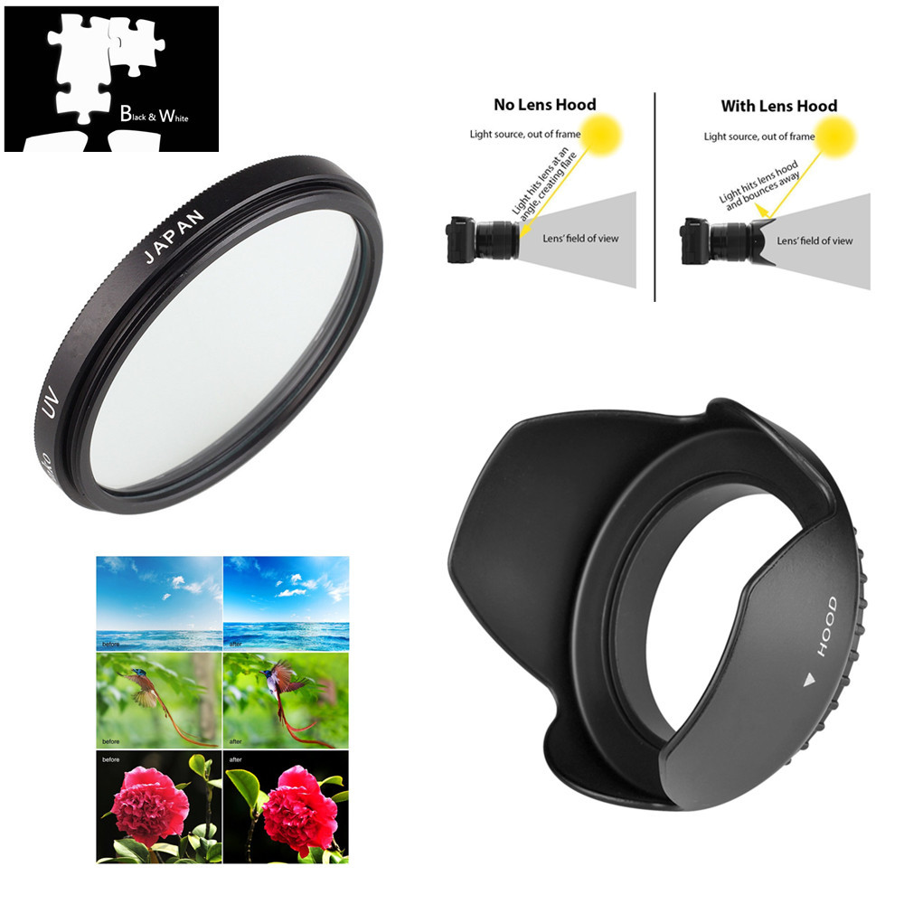 58mm UV Filter Lens Hood for Canon EOS 2000D 4000D 1500D 3000D 90D 1300D 800D 750D Rebel T7 T100 T7i