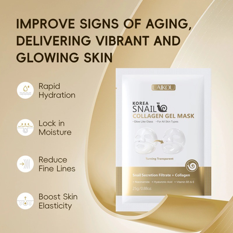 LAIKOU Korea Snail Collagen Essence Mask Hydrating Sheet Mask Anti-Wrinkle Face Mask Firming Skin