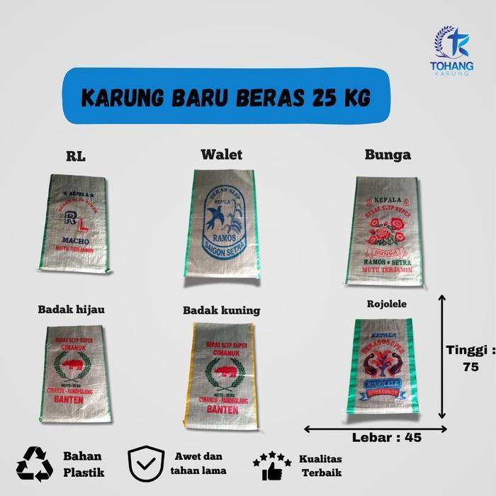 (10PCS) KARUNG PLASTIK BERAS 25KG BARU UKURAN 45X75 ROJOLELE WALET BADAK BERKUALITAS TERBAIK