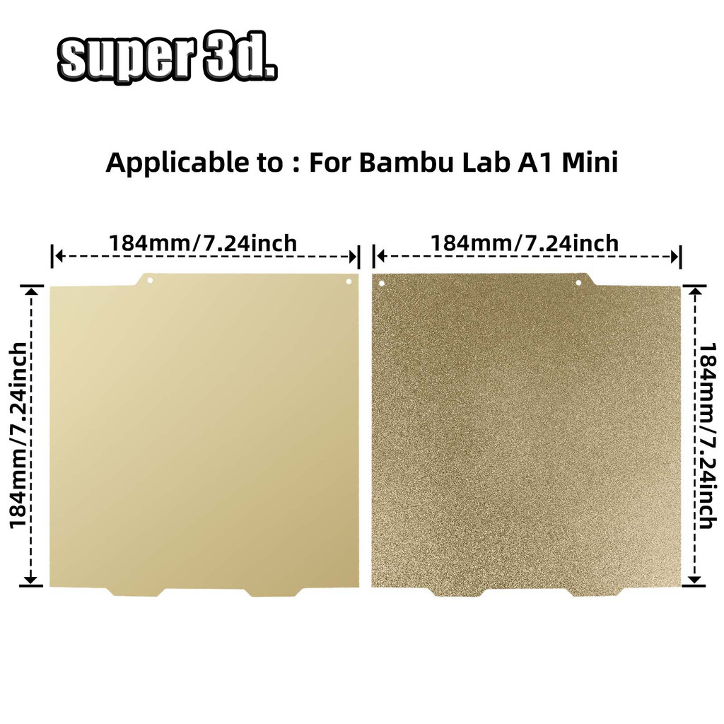 184x184mm Bambu Lab A1 Mini Build Plate H1H PEO PET Smooth Textured Bambulabs Bed Spring Steel Sheet