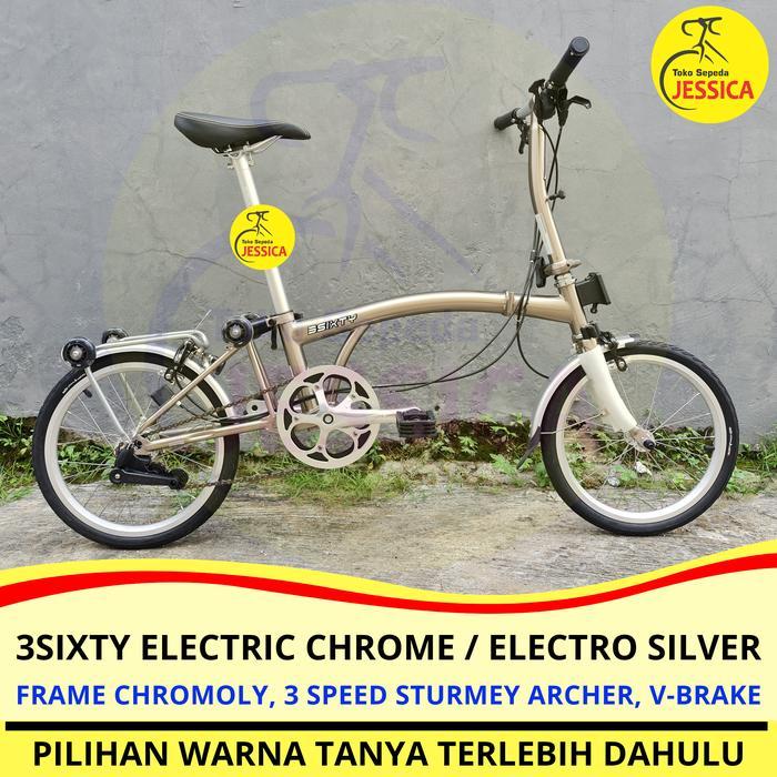 Sepeda Lipat 3sixty Electric Chrome - Tidak Dirakit
