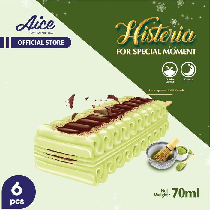 Terlaris Aice Ice Cream Histeria Matcha For Special Moment isi 6pcs