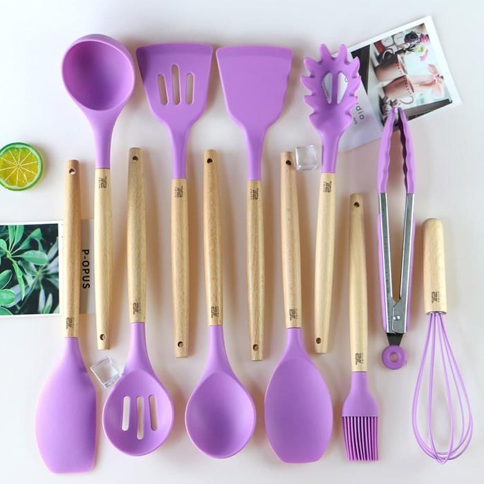 Promo Spatula Sutil Silikon Tahan Panas 1 Set 12 Pcs Brand Tritu Sutil Set Original