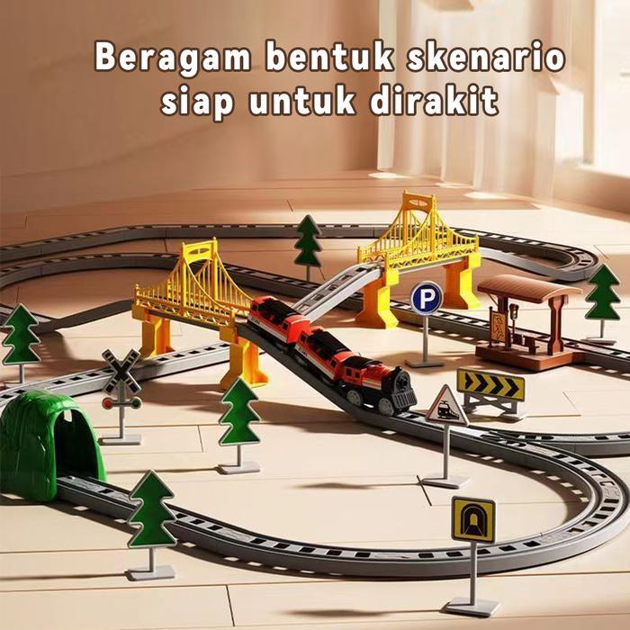 [Tatajoy]Kereta Api Mainan Rel Panjang Mainan Diy Kereta Rel Listrik Kereta Api Rail King Mainan