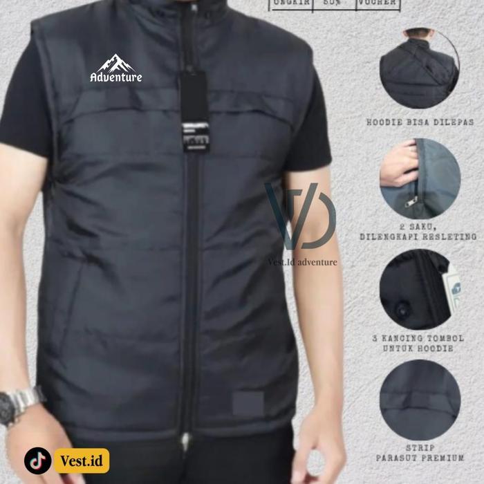 Jaket Rompi Parasut Pria Jumbo Adventure / Vest Polos Pria Semi Waterproof Bikers Motor Driver