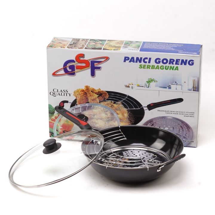 Wajan GSF STEAMER FRIED POT 32 CM GLASS LID