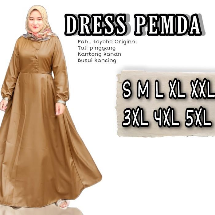 ASLI GAMIS PEMDA KHAKI PNS WANITA L JUMBO READY STOCK