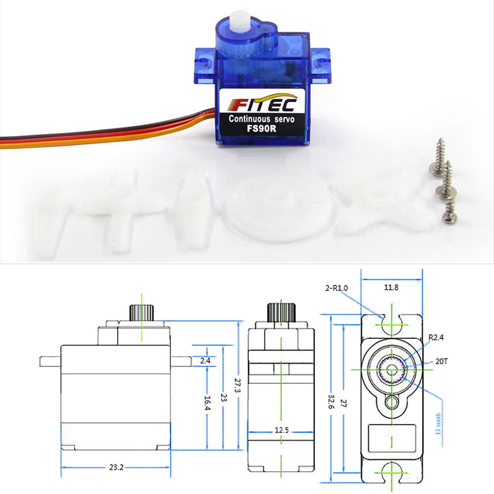 Feetech FS90R Micro Servo 360 Degree Continuous Rotation RC Servo Motor 9g for Arduino Robotic