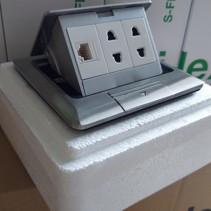 Stop Kontak lantai isi 2 Power + Data Schneider