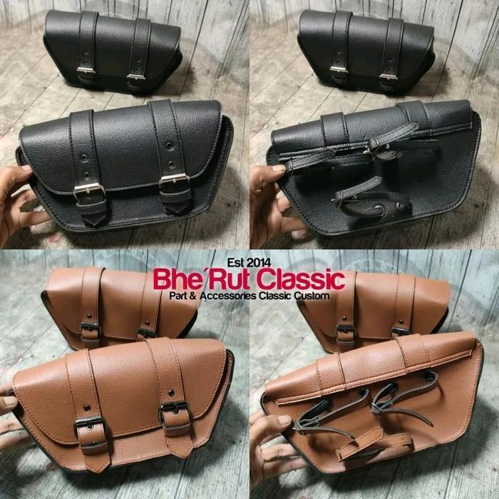 Jual Murah Tas Samping Side Bag Motor Classic Custom Chopper 1 Set Kanan Kiri Type 05 Terlaris