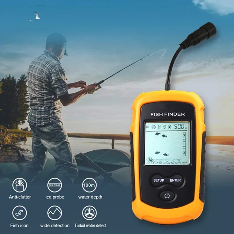 ultrasonic wired fish finder to detect fish school sonar fish finder