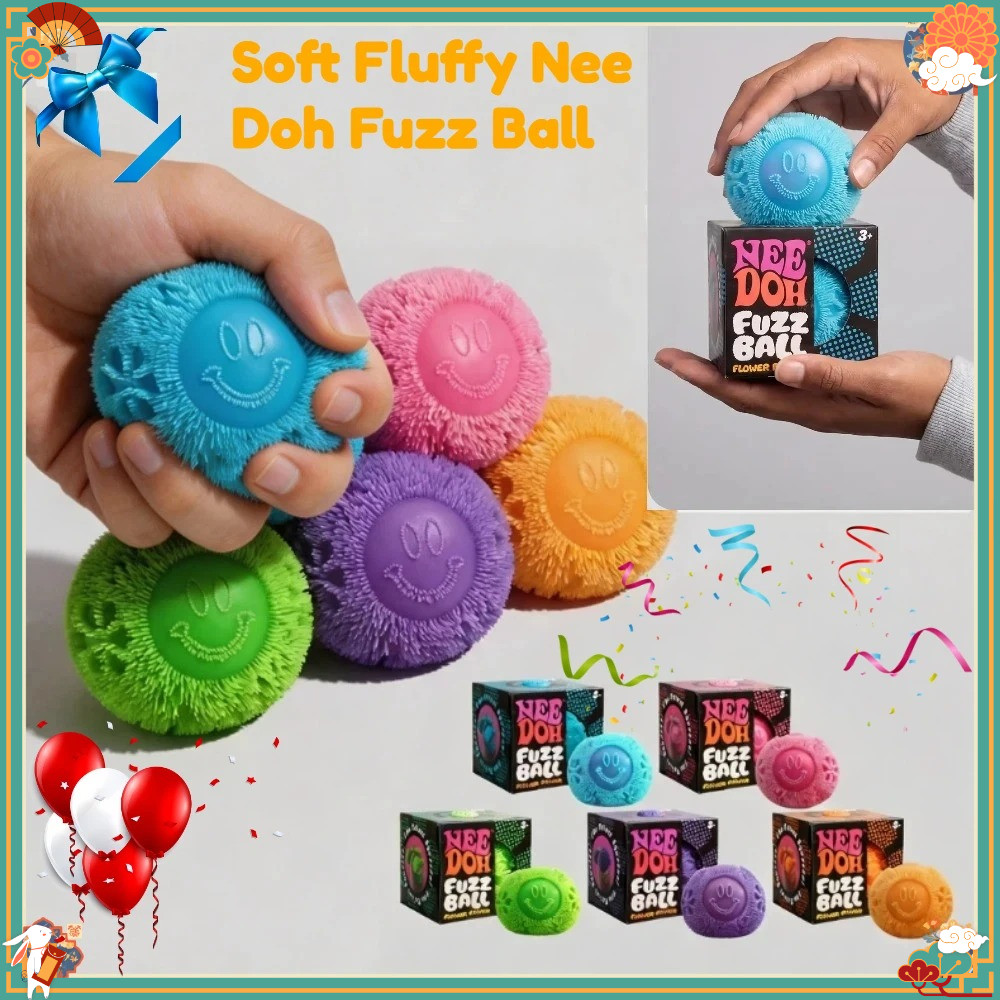 2026 Updated Fluffy Nee Doh Fuzz Ball, Fun Squeeze Toy for Desktop Display, Stress Relief Gift for P