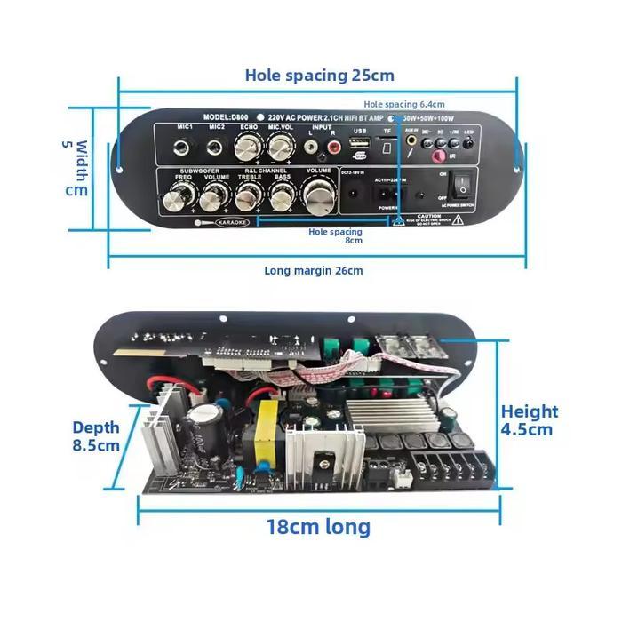 Ready StockD800 D900 D1000 D1500 Amplifier Board Audio Bluetooth Usb Fm Subwoofer Karaoke Amplifiers