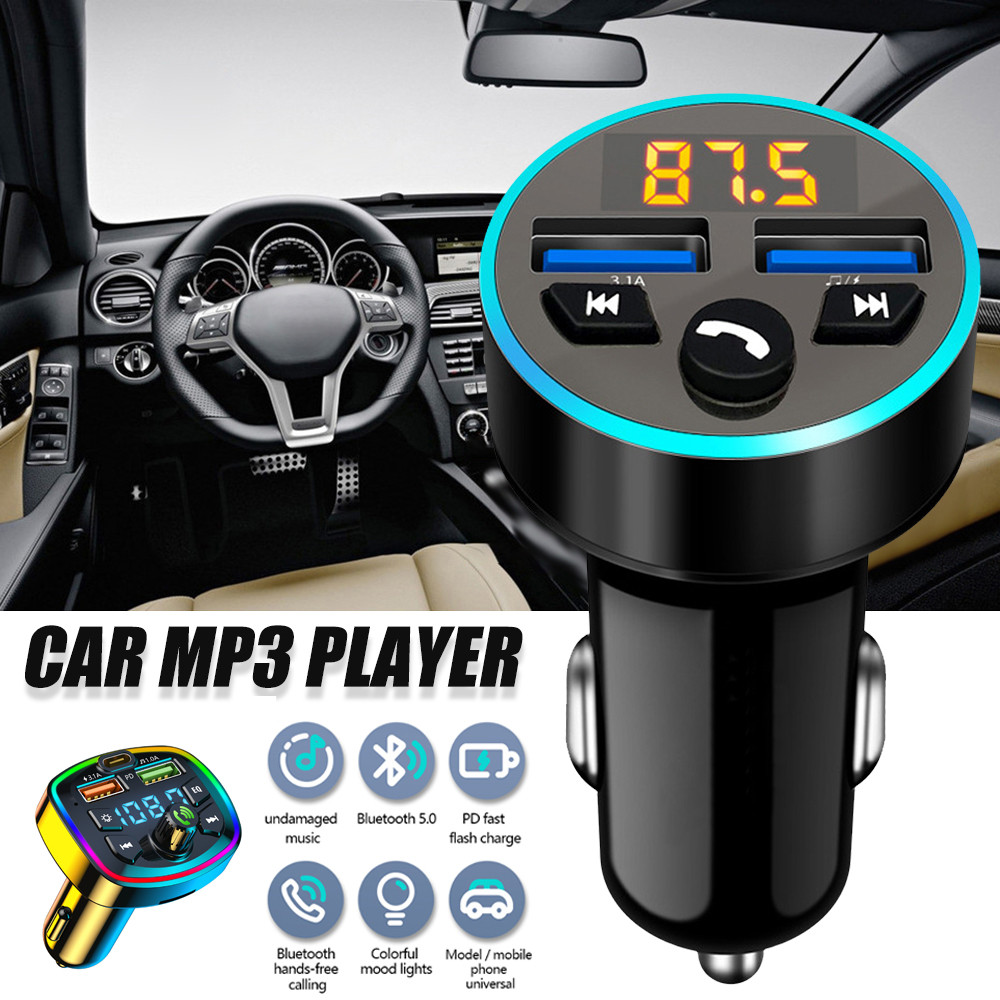 Car Wireless Bluetooth 5.0 FM Radio Transmitter USB MP3 Radio Charger Adapter FM Transmitter Car MP3
