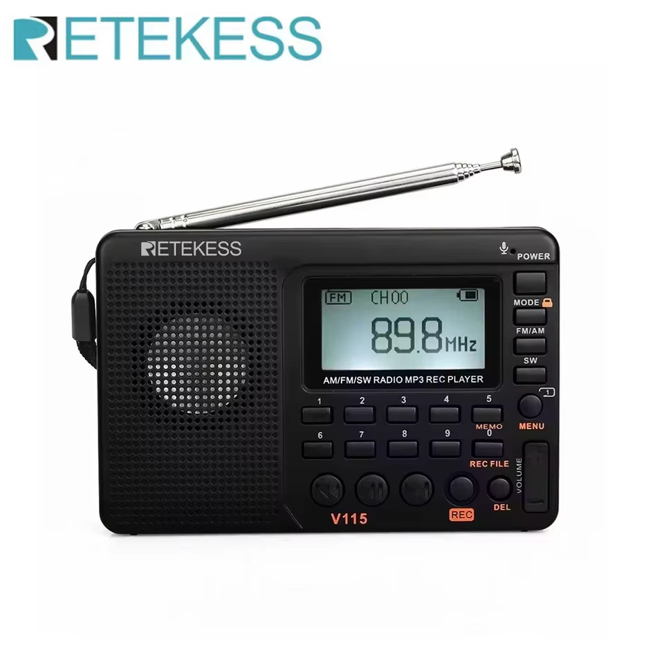 RETEKESS V115 Portable Radio Rechargeable AM FM SW Radio Multifunctional Radio Long Distance