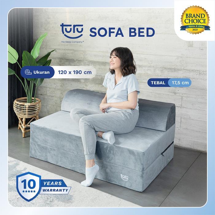 Turu Sofa Bed 2In1 Uk. 120X190 Turu Minimalis Grey / Trifold Kasur Sofa Pasti Promo