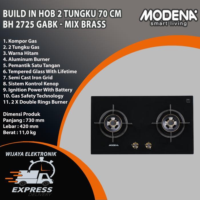 Modena BH 2725 GABK Kompor tanam modena 2 tungku Bh2725Gabk BH2725GABK