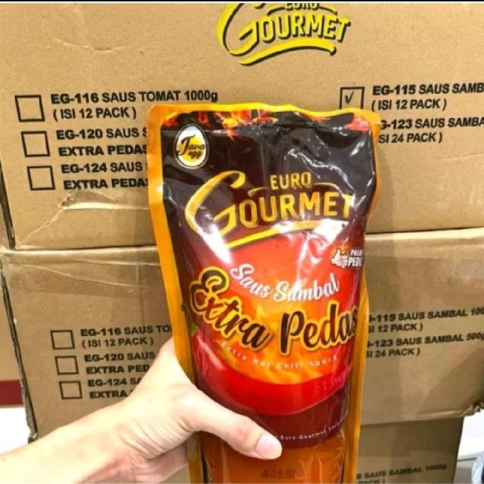 SALE Euro Gourmet - Gourmet Saos Extra Pedas 1 Kg, Saus Sambal 1000g, Rasa Pedas Khas Euro Gourmet