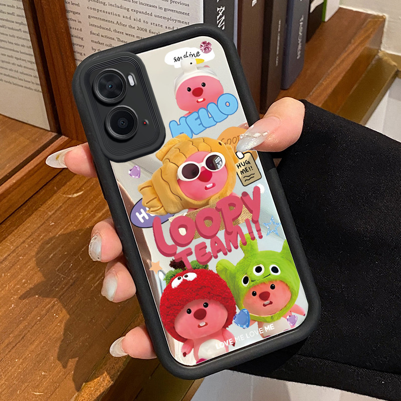 Casing Hp Untuk OPPO A36 OPPO A76 OPPO A96 Case Boneka kain Kasing Mirror Cesing Akrilik Silikon Sof