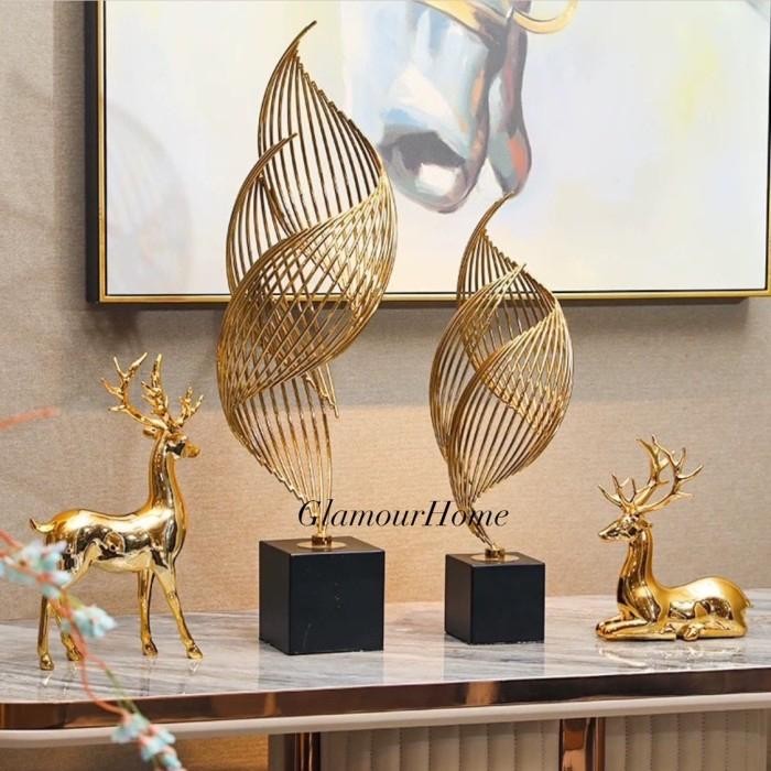 Ready Pajangan Meja Abstrak Gold Dekorasi Rak Pajangan / Pajangan Rumah