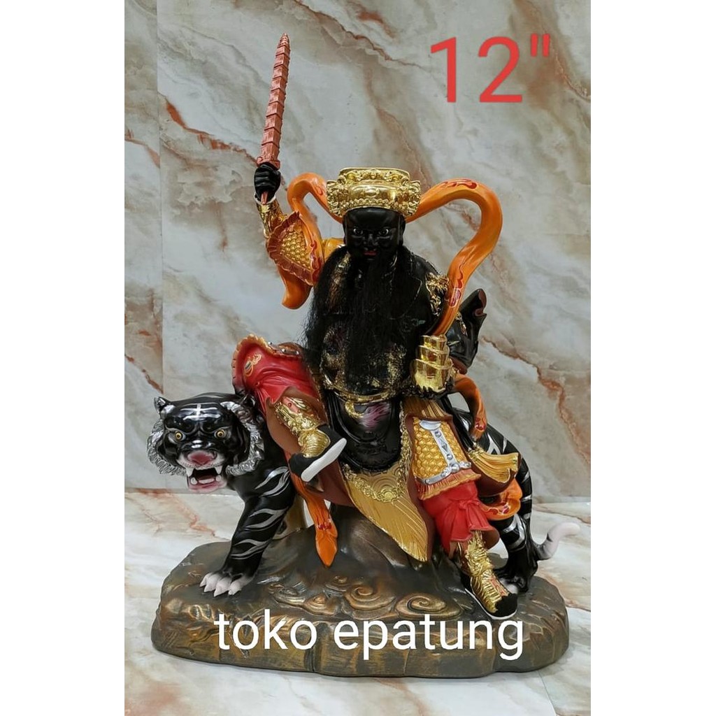 Ready patung dewa rupang dewa han tan kong tio guan sui duduk 12 inch fiber