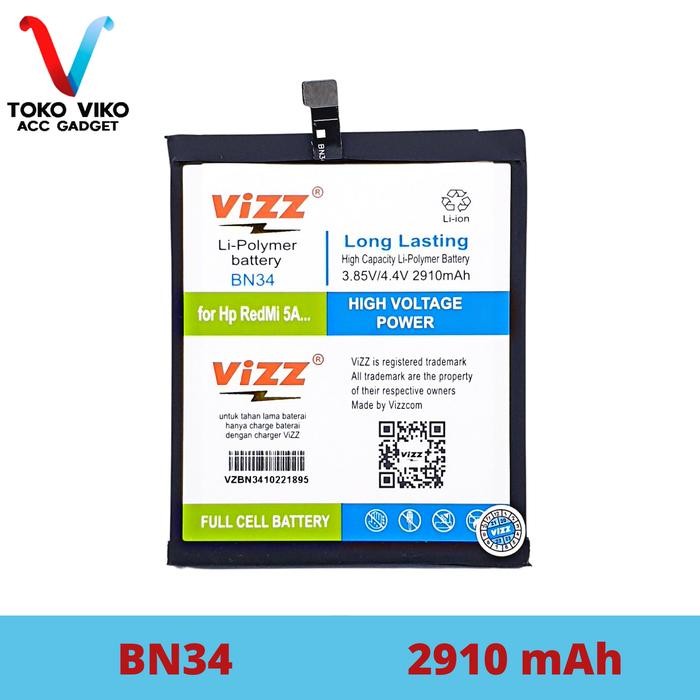 Ready Baterai Vizz BN34 For XIAOMI Redmi 5A Baterai Original Vizz