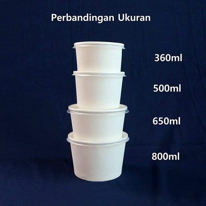 Paper bowl Food grade(Rice bowl)500ml+lid (25Set)