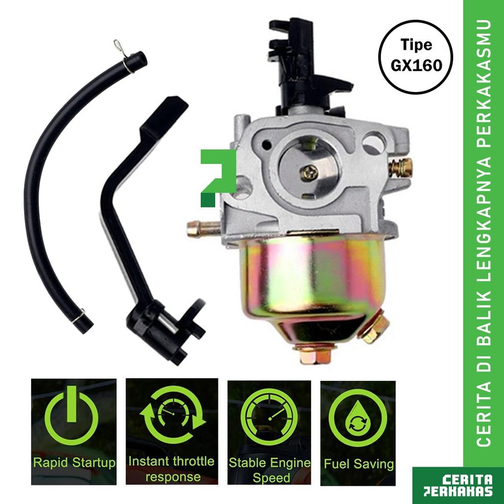 CP 1 Carburator Tabung GX160 AJ47 / 168F Mesin Genset Bensin / Model Karbulator Assy