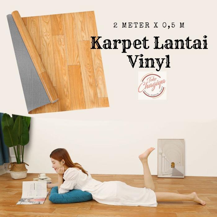 New Karpet Lantai Vinyl Gulungan Motif Kayu Tebal Lebar 2 Meter Panjang 50cm