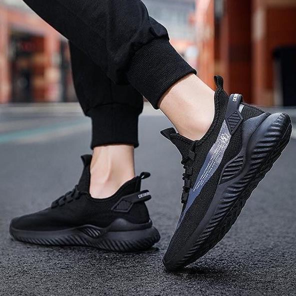 Sepria002 (Tanpa Kotak) Sepatu Sneakers Pria Cowok Hitam Putih Kasual Ringan Model Fashion Sepatu