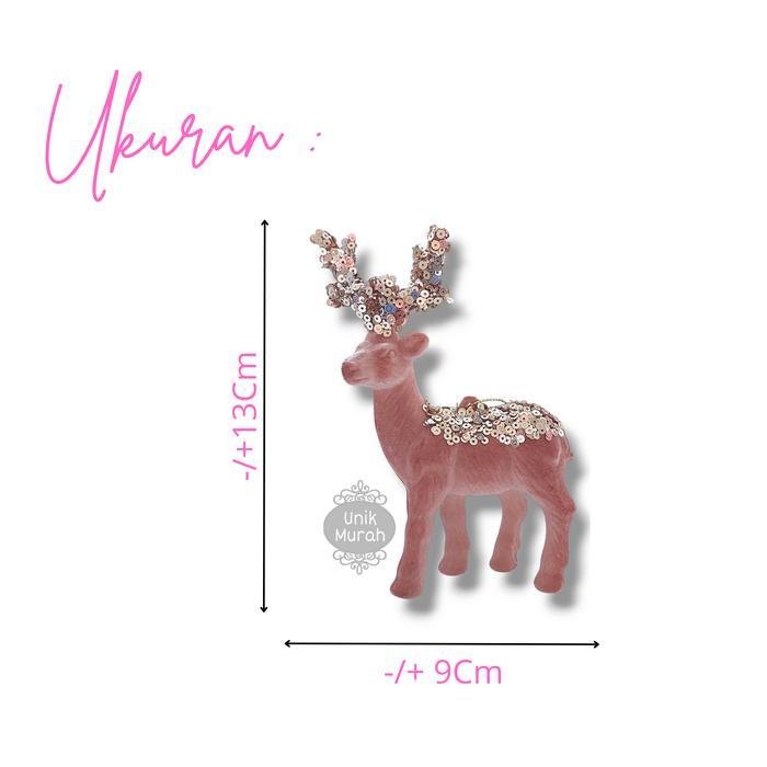 Hiasan Natal - Ornament Gantung - Pink Payet Reindeer 1S #Gratisongkir