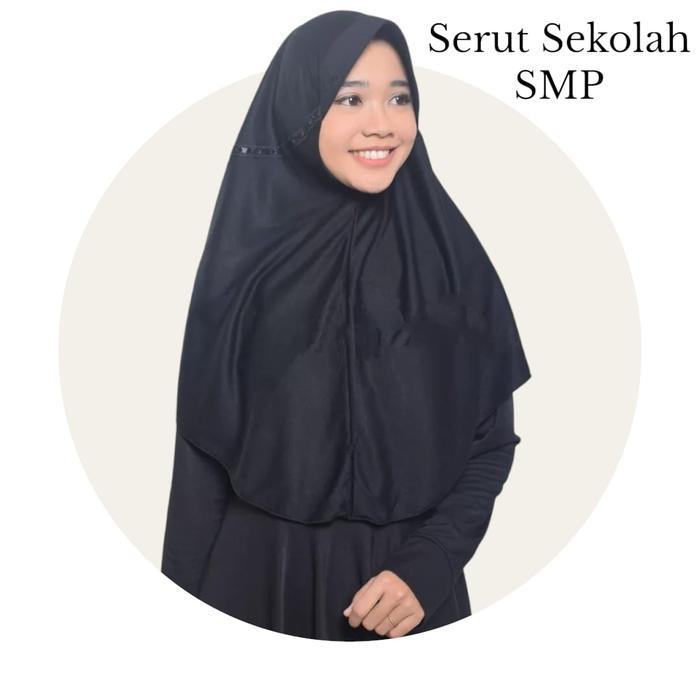 SIAPKIRIM Hijab Sekolah Modis Jilbab Tali Serut Terhits Kerudung Polos Anak SMP Bergo Serut Renda