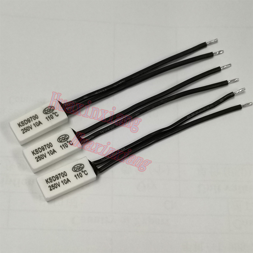 10PCS/Lot Ceramic KSD9700 10A/250V Temperature Switch Normally Open Thermostat Thermal Protector 40