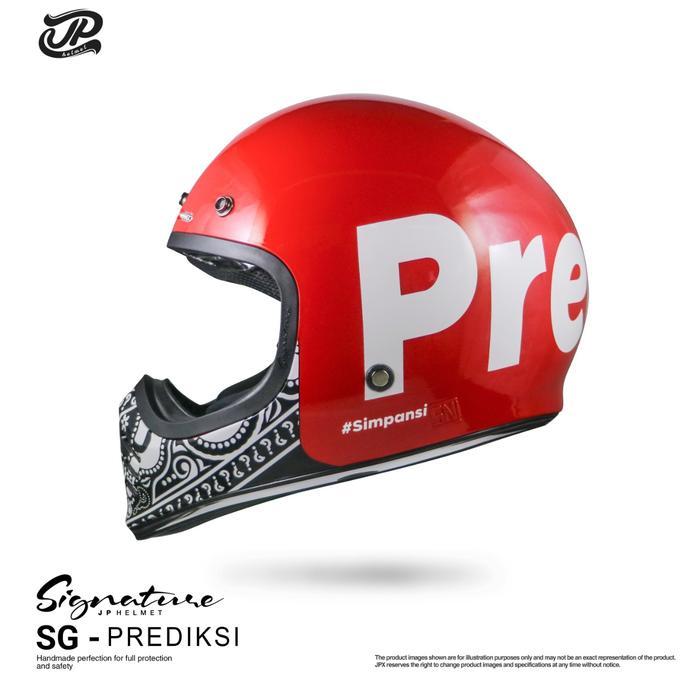 Helm JP Retro Signature Prediksi - Red Ferrari Gloss