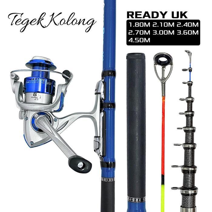 1 SET PAKET JORAN TEGEK KOLONG TELESKOPIK ACTION LENTUR RING CERAMIC GUIDE DAN REEL SERIES LF1500