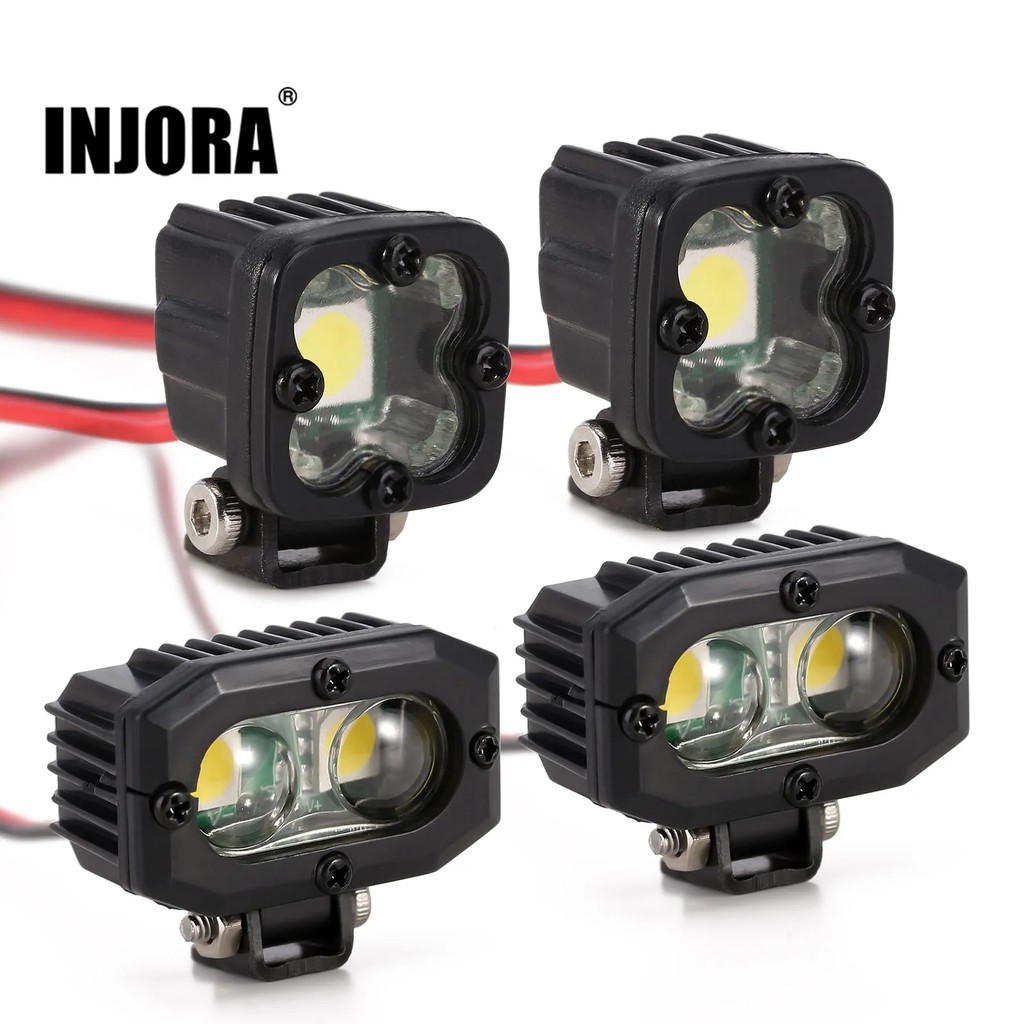 Injora Rc Car Bright Led Lights Headlight Spotlight For 1/10 Rc Crawler Axial Scx10 90046 Wraith