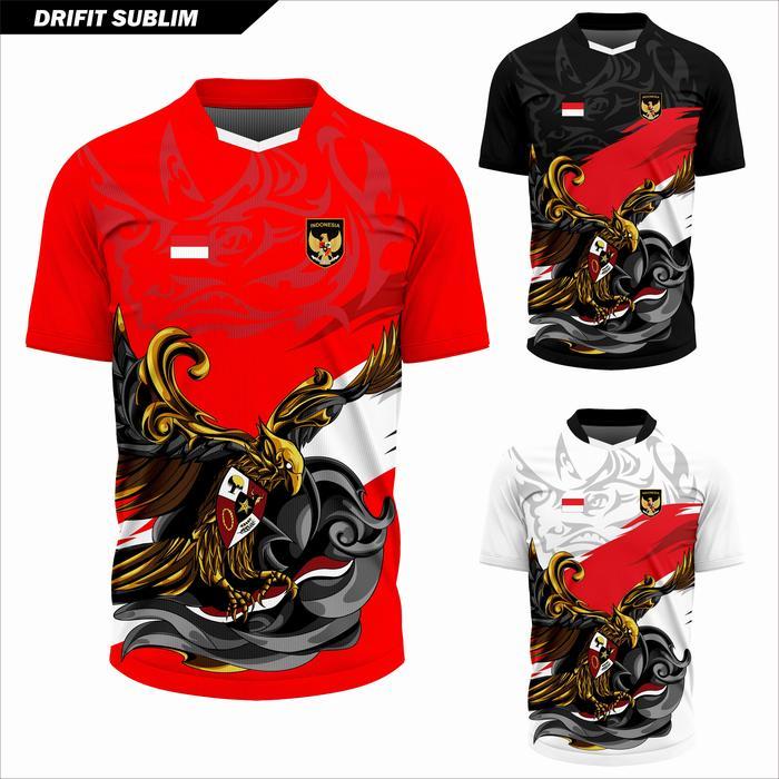 Jersey Olahraga Garuda Merah Putih Baju Futsal Kaos Voli Atasan Badminton Running