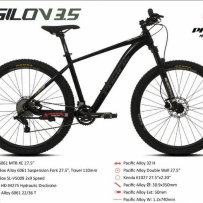 Mtb Pacific Vigilon 3.5 Alloy 24 speed Hidrolik 27.5 inch