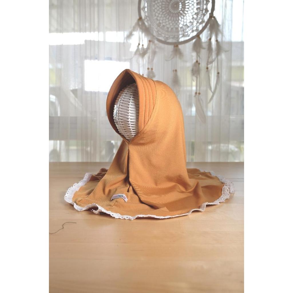 Hijab Instan Baby Renda Kembang - Kuning Kunyit, XL