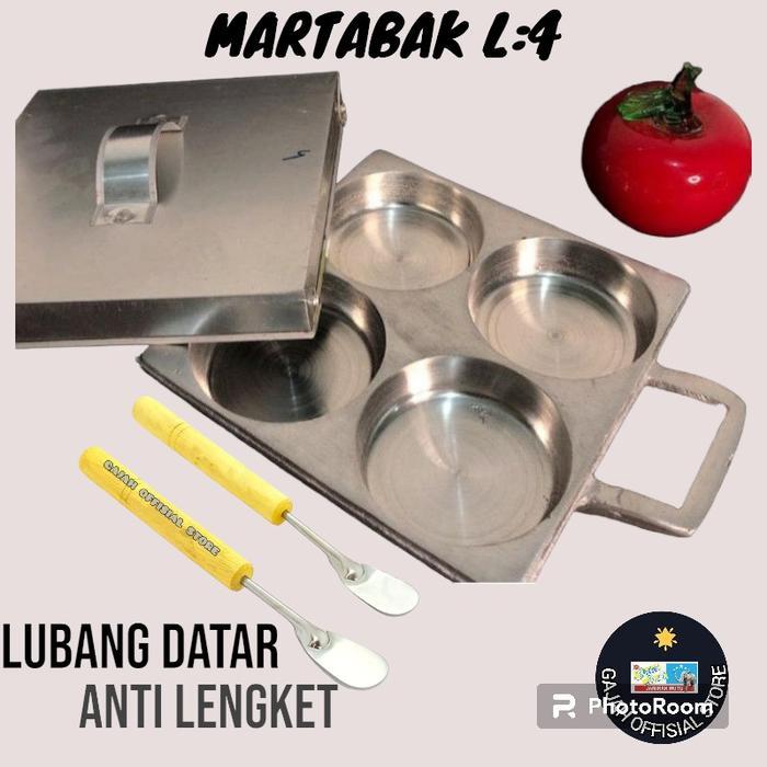 CETAKAN MARTABAK MINI L:4 KOTAK GRATIS TUTUP & SUTIL Kue Kitchenware Aluminium