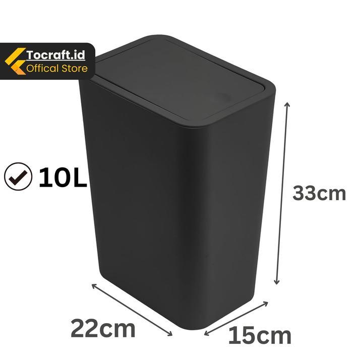 Tcid Tempat Sampah Aesthetic Minimalis Hitam 10 Liter Hitam Plastik