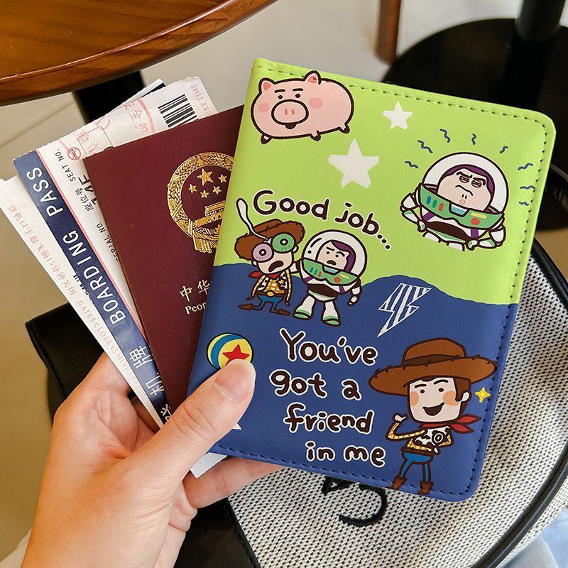 Cute Buzz Lightyear Passport Holder Document Wallet Card Case, Multi-Functional Travel Portable