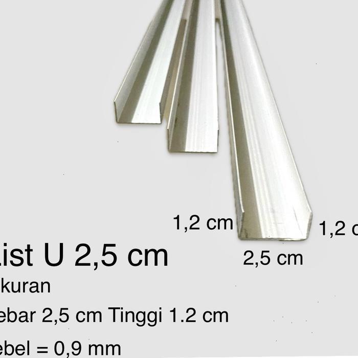 List U Alumunium 2,5 cm Tali air tembok List profil tembok