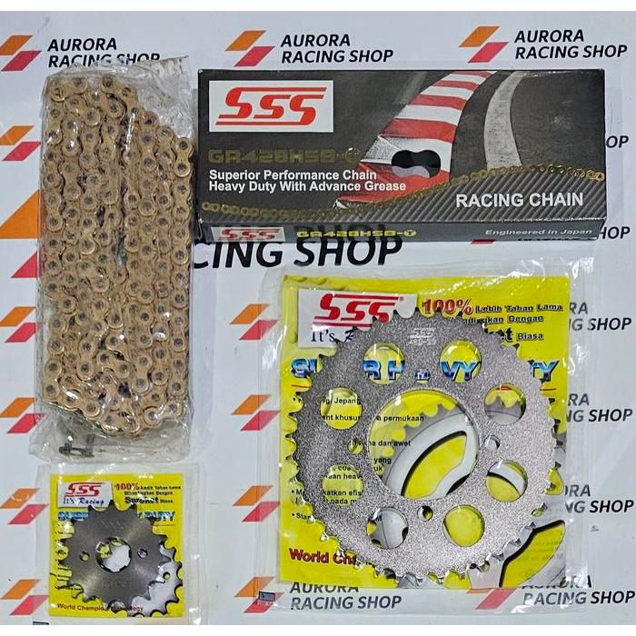 Gear Set Sss 428 Jupiter Z - Vega R - Rx King - F1Zr & Rantai Sss 428 Hsbt Gold