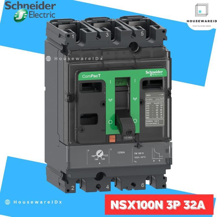MCCB 3 PHASE 32 AMPERE SCHNEIDER C10N3TM032 ORIGINAL / MCCB 3P 32A 50KA NSX100N / BREAKER 3 POLE 32A