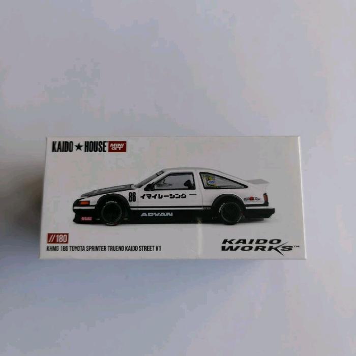 KAIDO HOUSE 180 MINIGT TOYOTA AE86 SPRINTER TRUENO KAIDO STREET V1 HITAM PUTIH