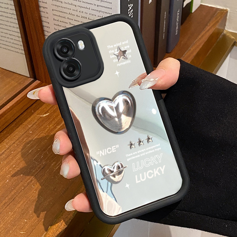 Casing Hp Untuk OPPO A6 5G A6X 4G A6X 5G A6 Pro 4G A6 Pro 5G Case Hati perak Kasing Menempel pada bo