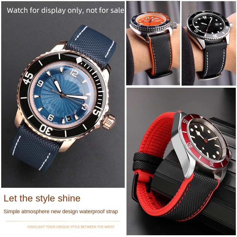 High-quality rubber strap for IWC Pilot Mark 18 Portuguese Tudor Breitling Nylon Rubber Bottom