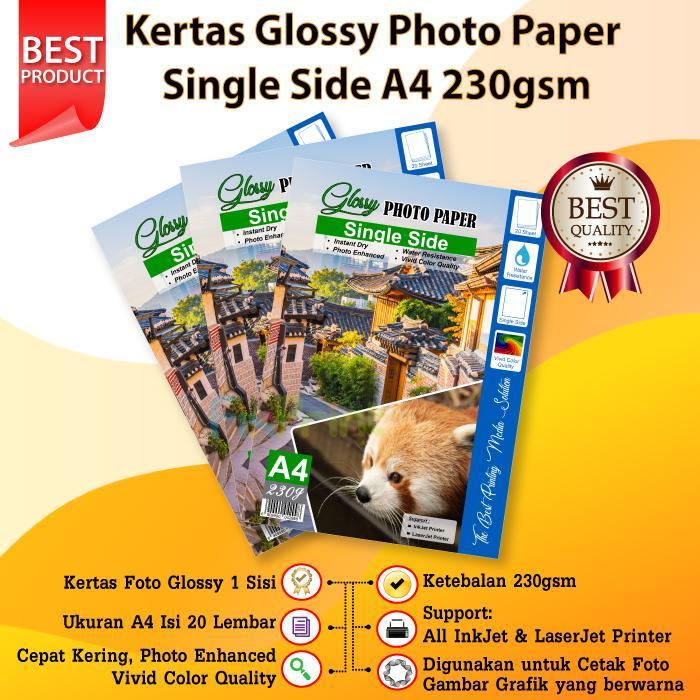 Kertas Glossy Photo Paper A4 260gsm Kertas Foto Printer A4 Lembaran