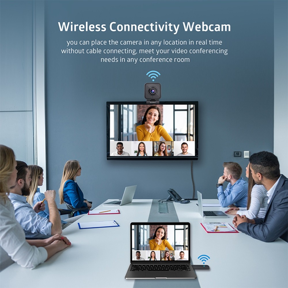 TOALLIN Wireless Webcam 1080P PC Camera, with Microphone, 2.4Ghz Wireless Web Camera for